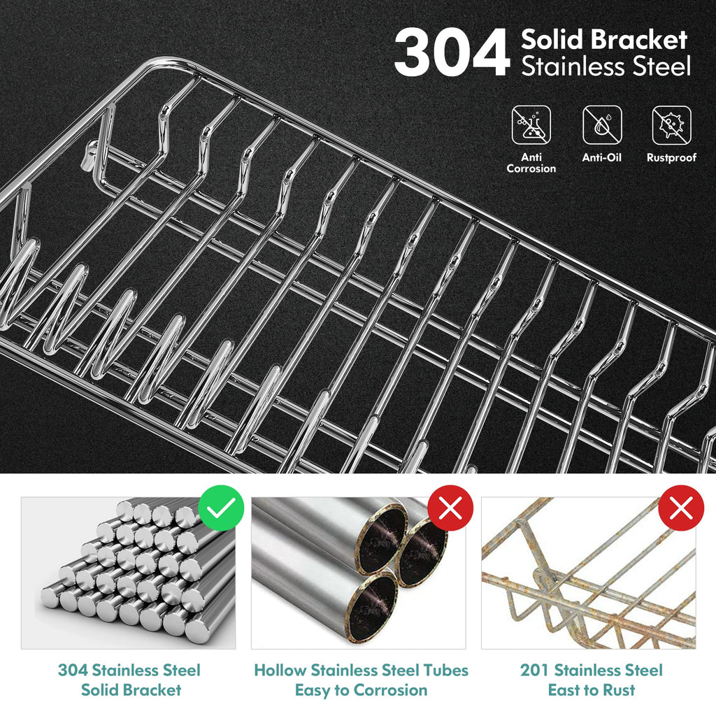 Romision 2-Tier Dish Drying Rack | 304 Stainless Steel with Swivel Spout