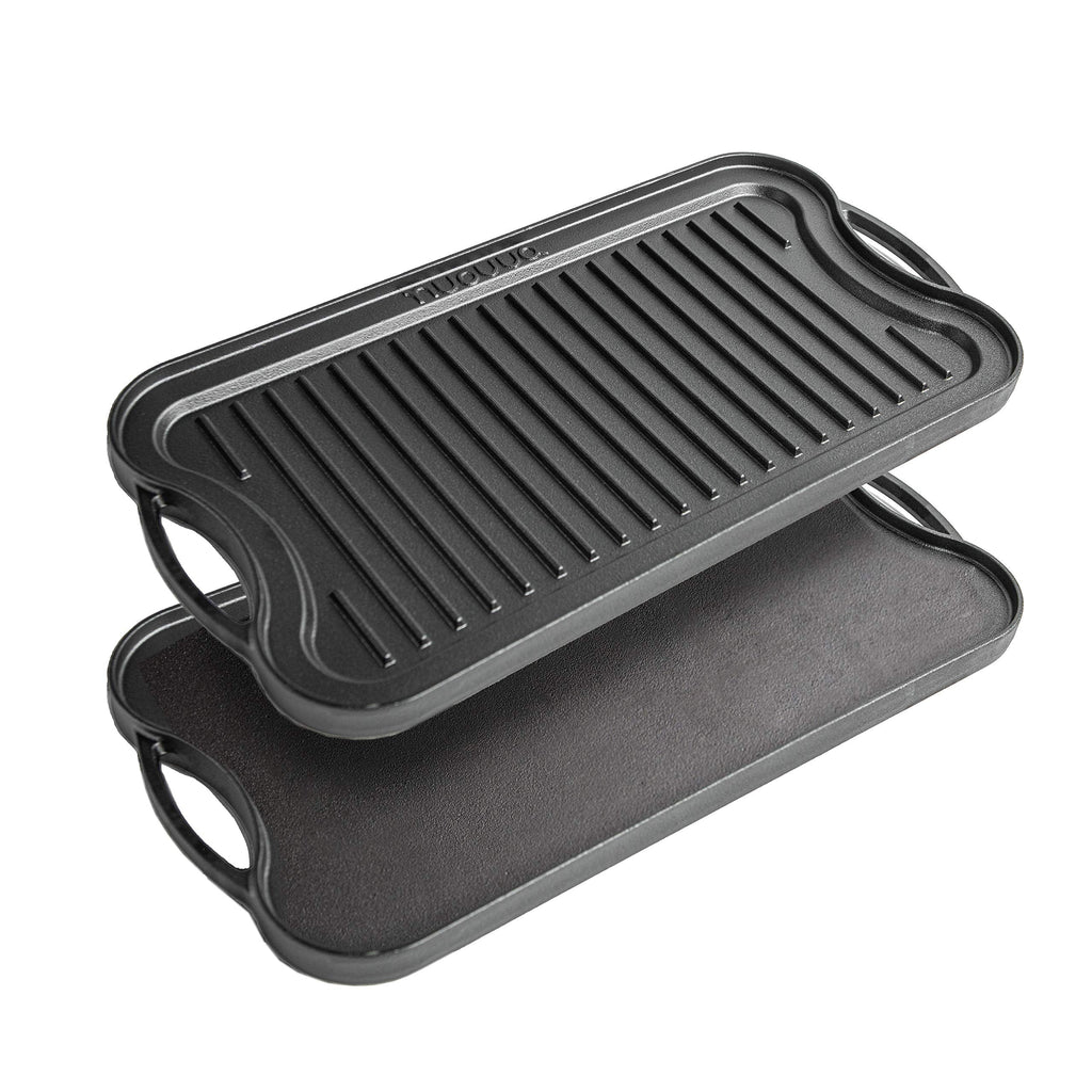 Nuovva Reversible Cast Iron Griddle Plate | Double Sided BBQ & Gas Hob Pan