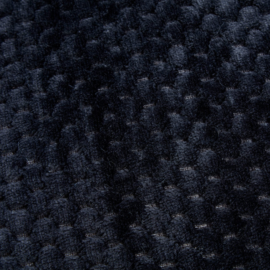 Sleepdown Waffle Teddy Fleece Thermal Duvet Cover Bedding Set - Black - Double
