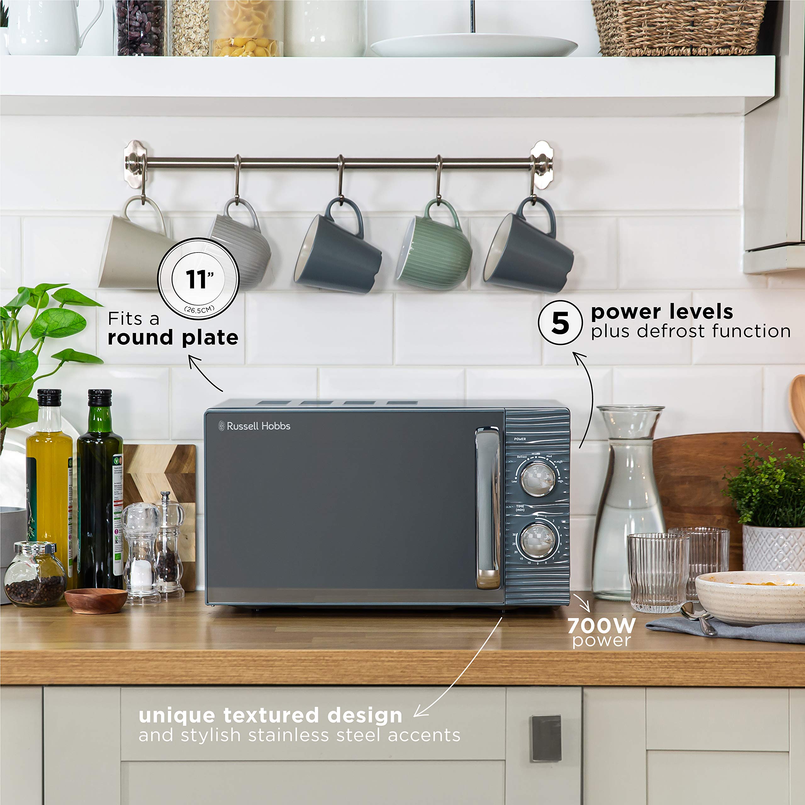 Russell Hobbs Inspire 17L 700W Solo Manual Microwave – Grey