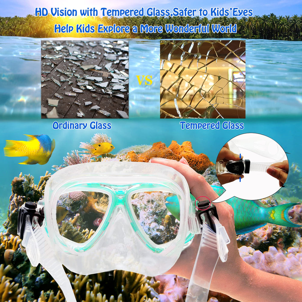 Jolof Store Kids Snorkeling Set | Dry Snorkel, Mask & Adjustable Fins
