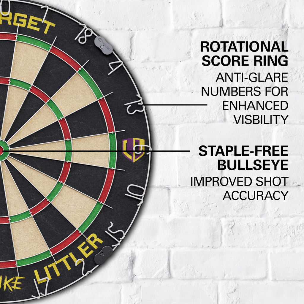 Target Darts Luke Littler Dartboard Set | Sisal Board & 6 Steel Tip Darts