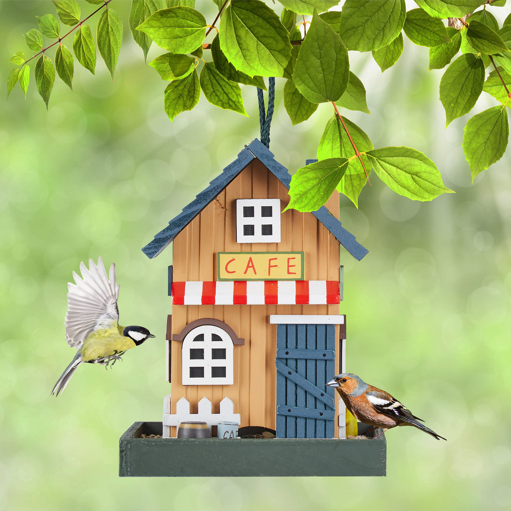 Relaxdays Wooden Bird Feeder – French Cafe Style Hanging House