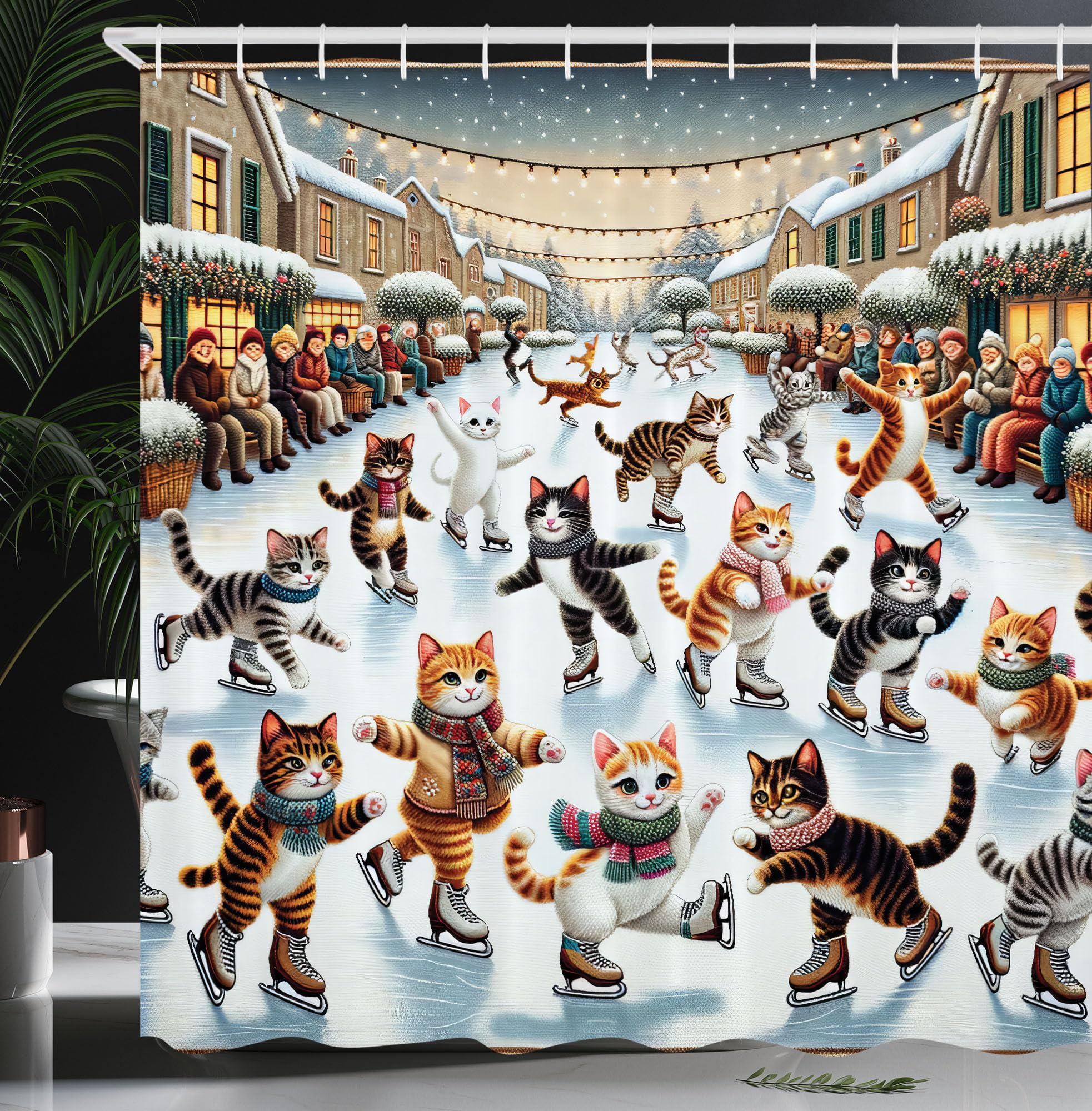 Abakuhaus Cat Shower Curtain | Waterproof Fabric Bathroom Decor – 175x200cm