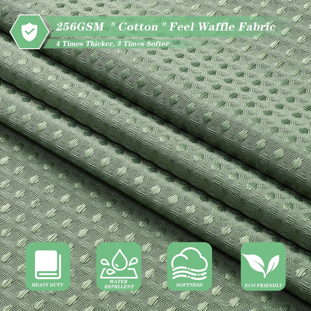 meioro Sage Green Shower Curtain, Mould Proof and Mildew Resistant Waffle Heavy Textured Fabric Shower Curtains with 12 Hooks