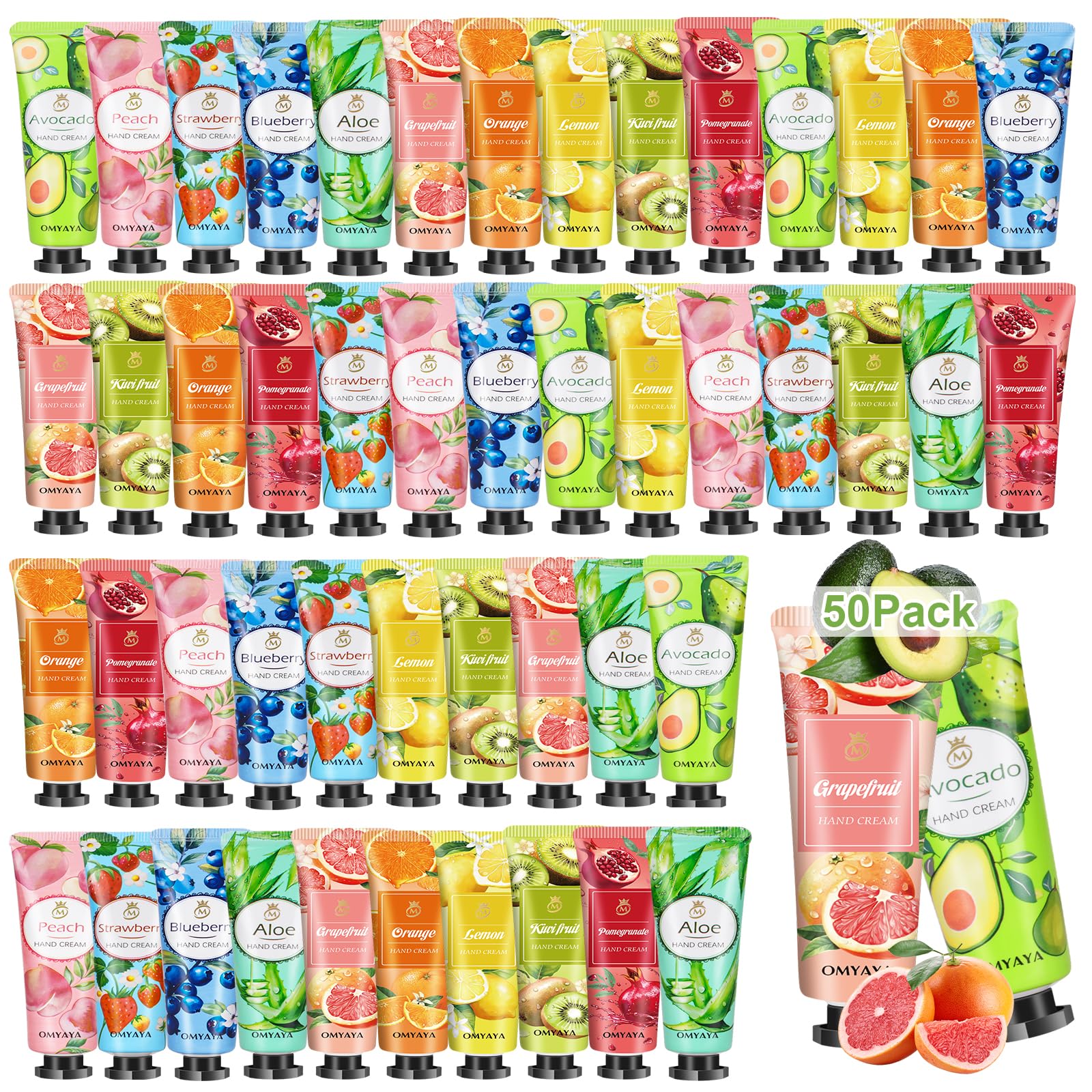 Jolof Store 50-Pack Fruit Hand Cream Gift Set | Travel Size for Dry Skin