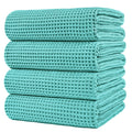 Polyte Microfibre Bath Towels – Quick Dry Waffle Weave, 4 Pack, Aqua