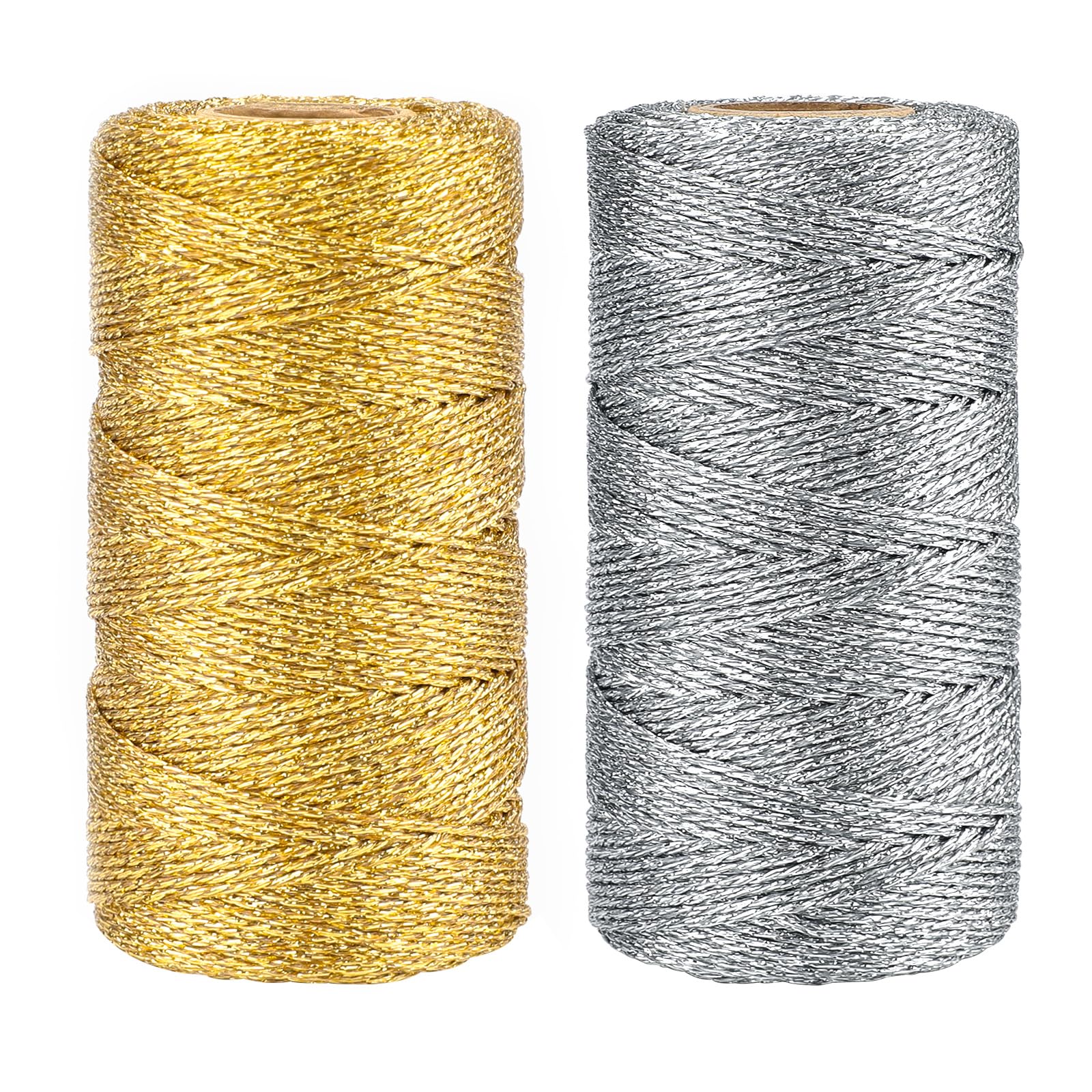 G2PLUS 200M Metallic String – 1.5mm Gold and Silver Twine for DIY Crafts