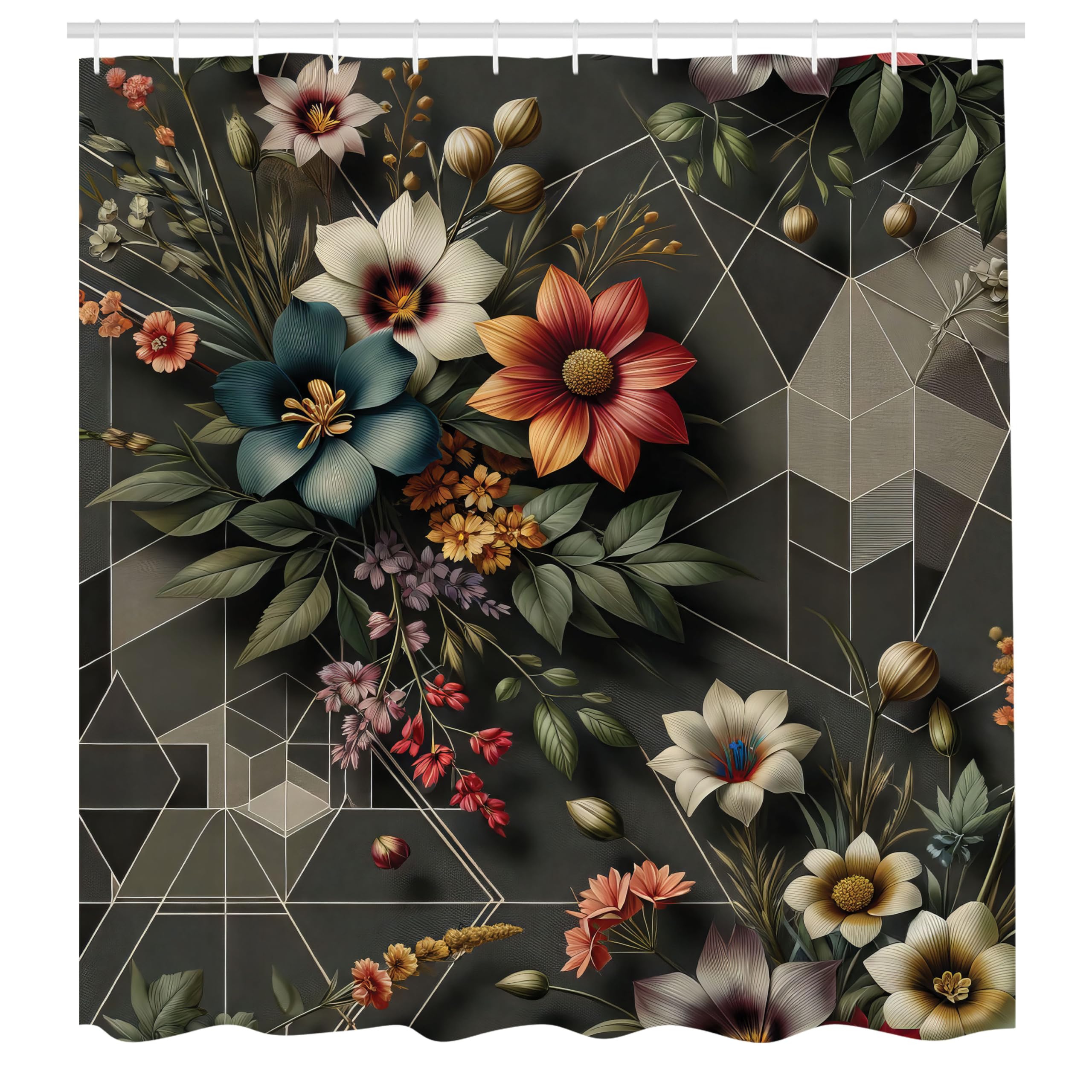 Abakuhaus Floral Shower Curtain | Waterproof Fabric Decor | 175 x 200 cm
