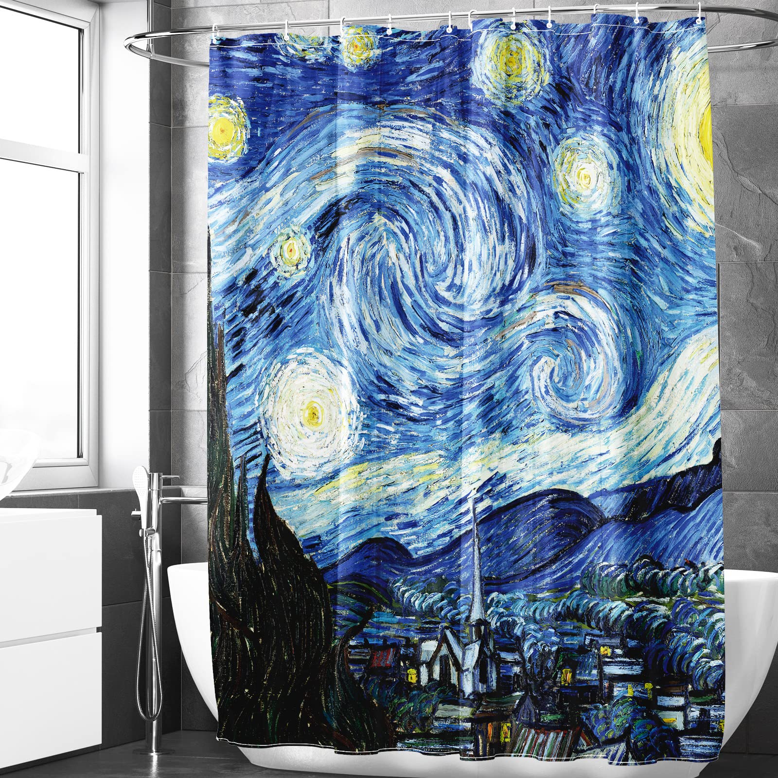 Berkin Arts Starry Night Shower Curtain | 70x70 Waterproof Polyester