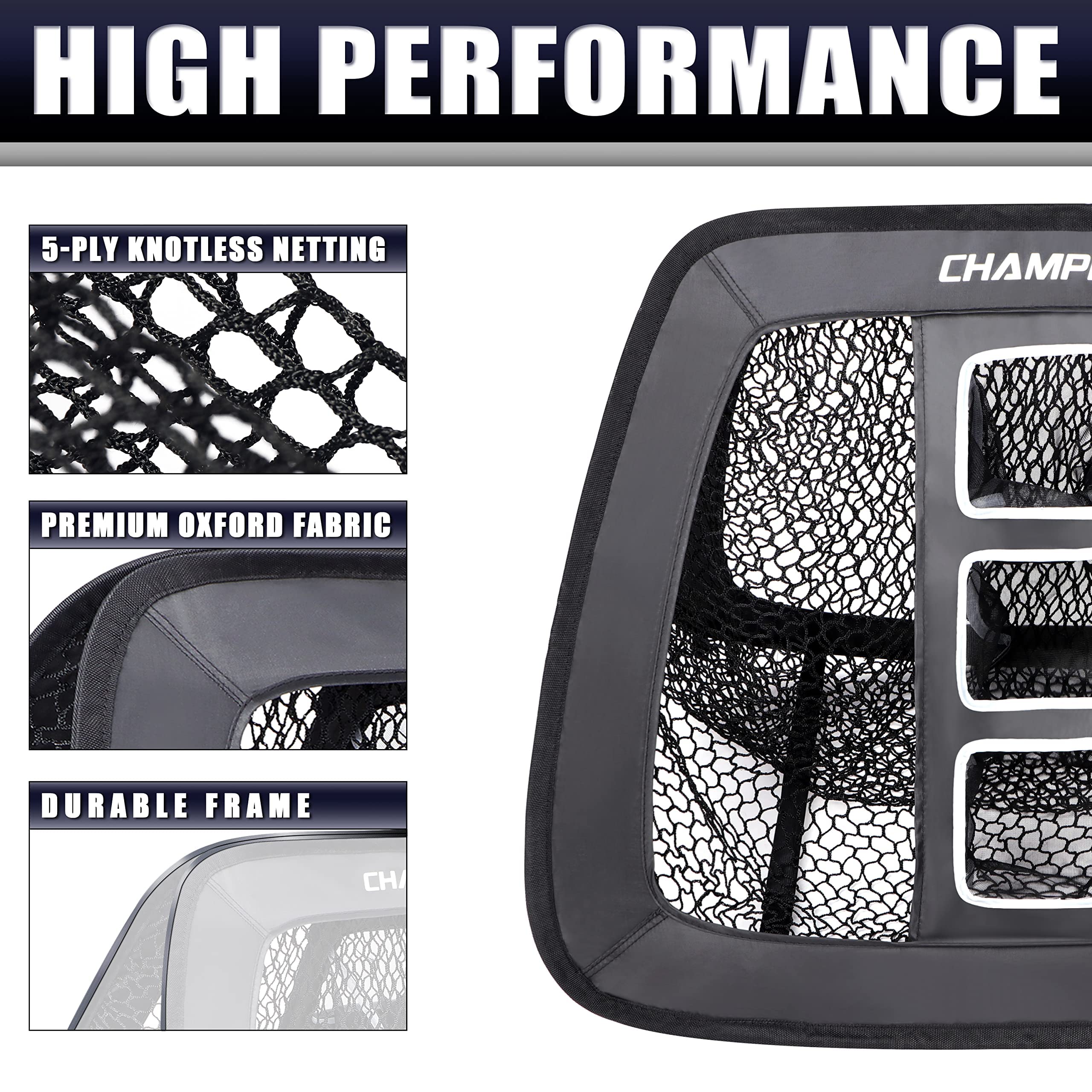 CHAMPKEY Double Sided Golf Chipping Net with Hitting Mat & 12 Balls