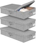 mepure 3-Pack Underbed Storage Boxes with Lids | 48L Foldable Fabric - Grey