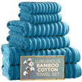 Towelogy 6-Piece Luxury Bamboo Cotton Towel Bale Set - Super Soft Blue