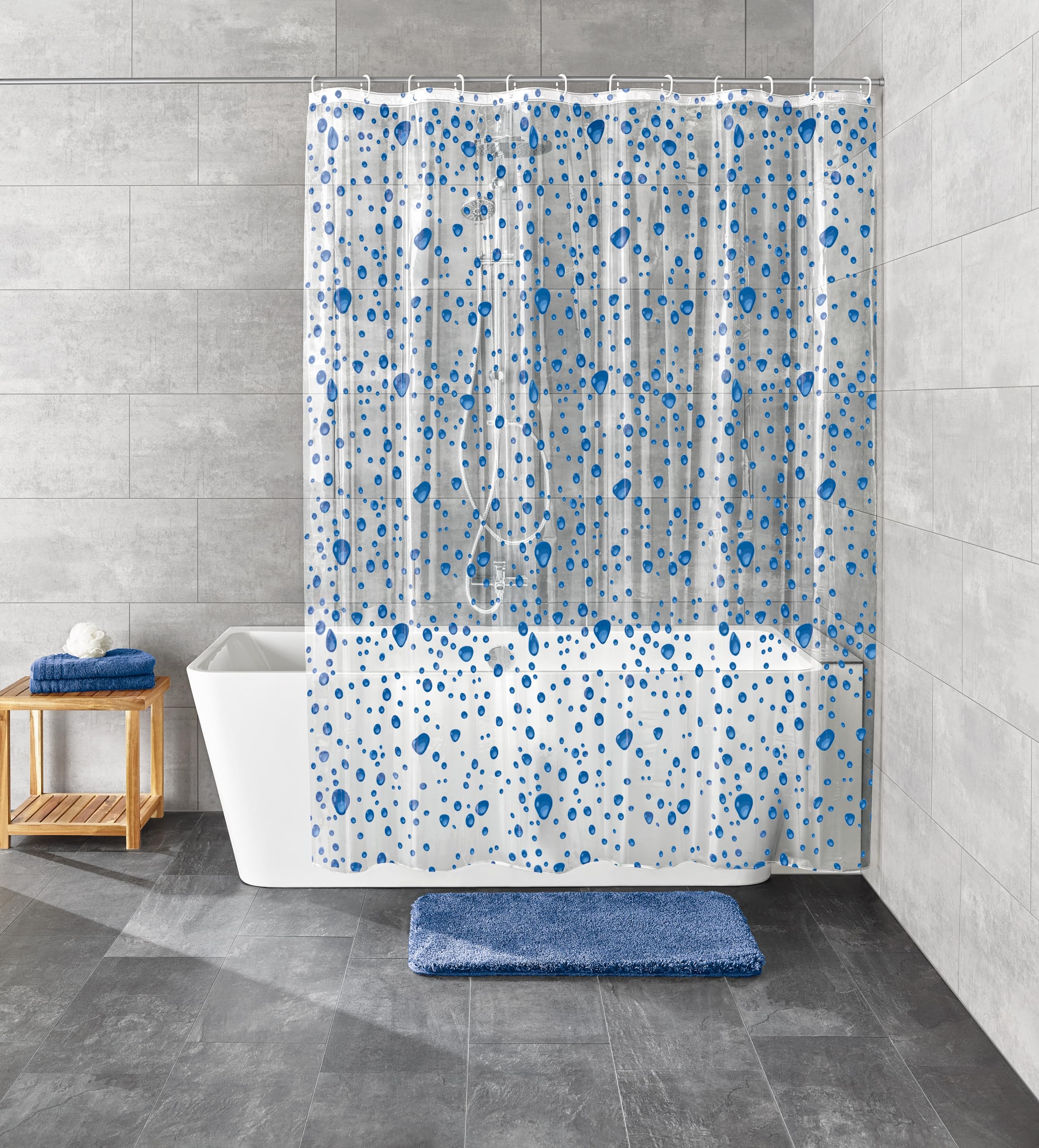 Kleine Wolke Shower Curtain | Marine Blue Bubble PEVA | 180 x 200 cm