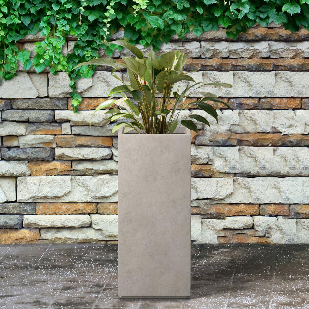 Kante Modern Rectangle Concrete Outdoor Planter - Weathered Grey, 20"