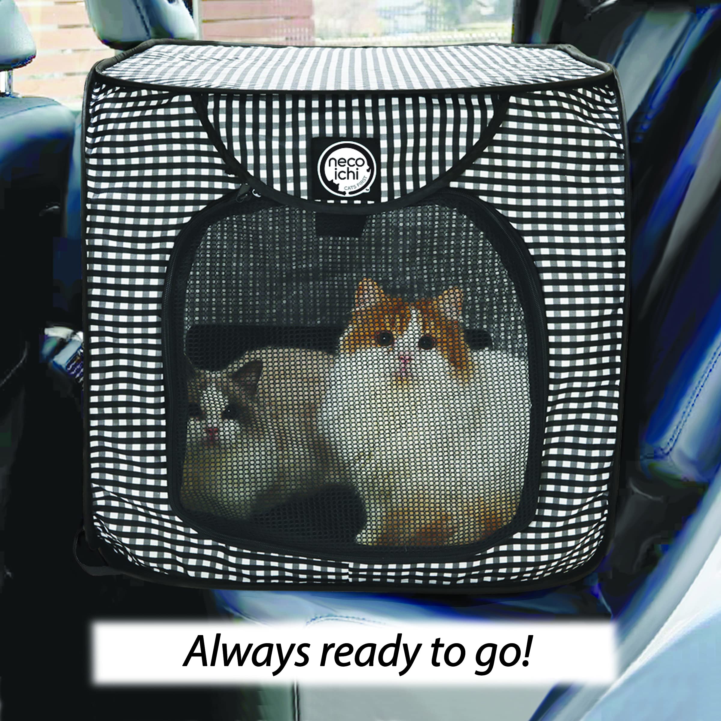 Necoichi Portable Cat Cage – Collapsible Travel Kennel with Fleece Mat