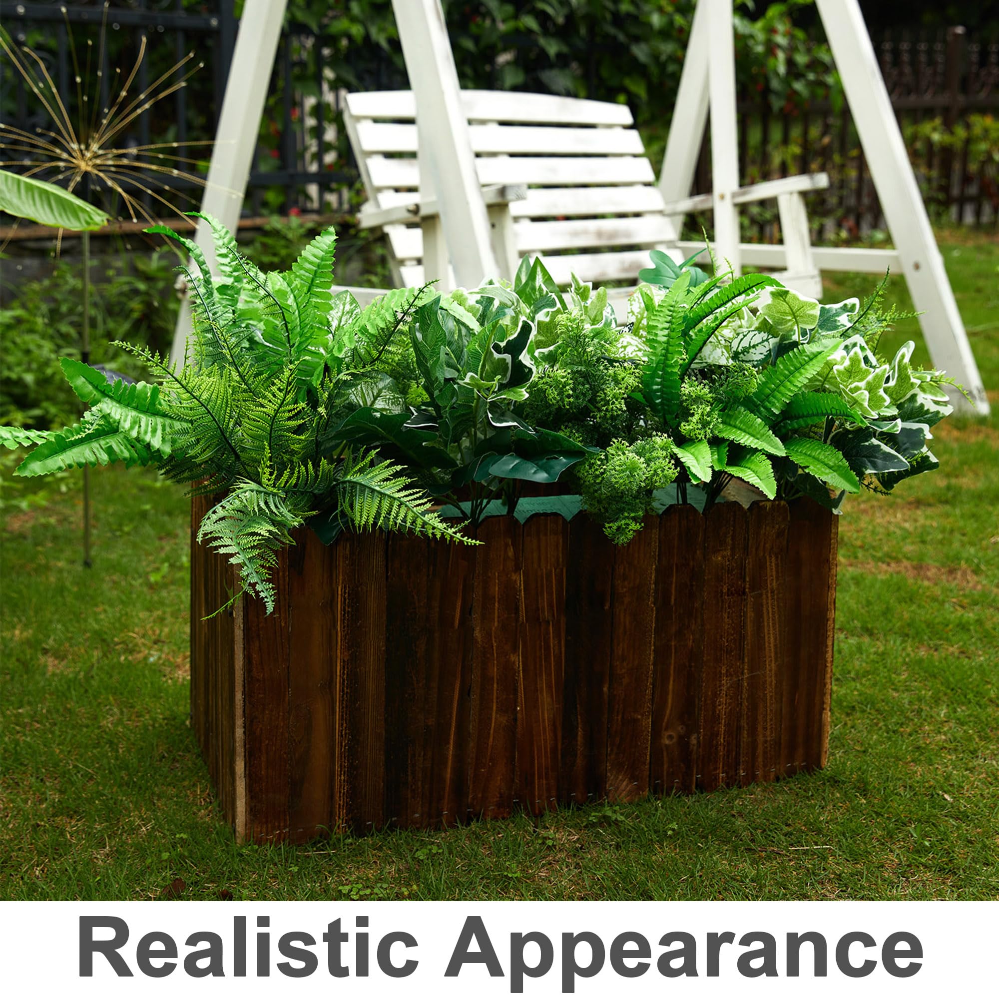 Party Joy 14 Pcs Artificial Outdoor Plants | UV Resistant Fake Bushes