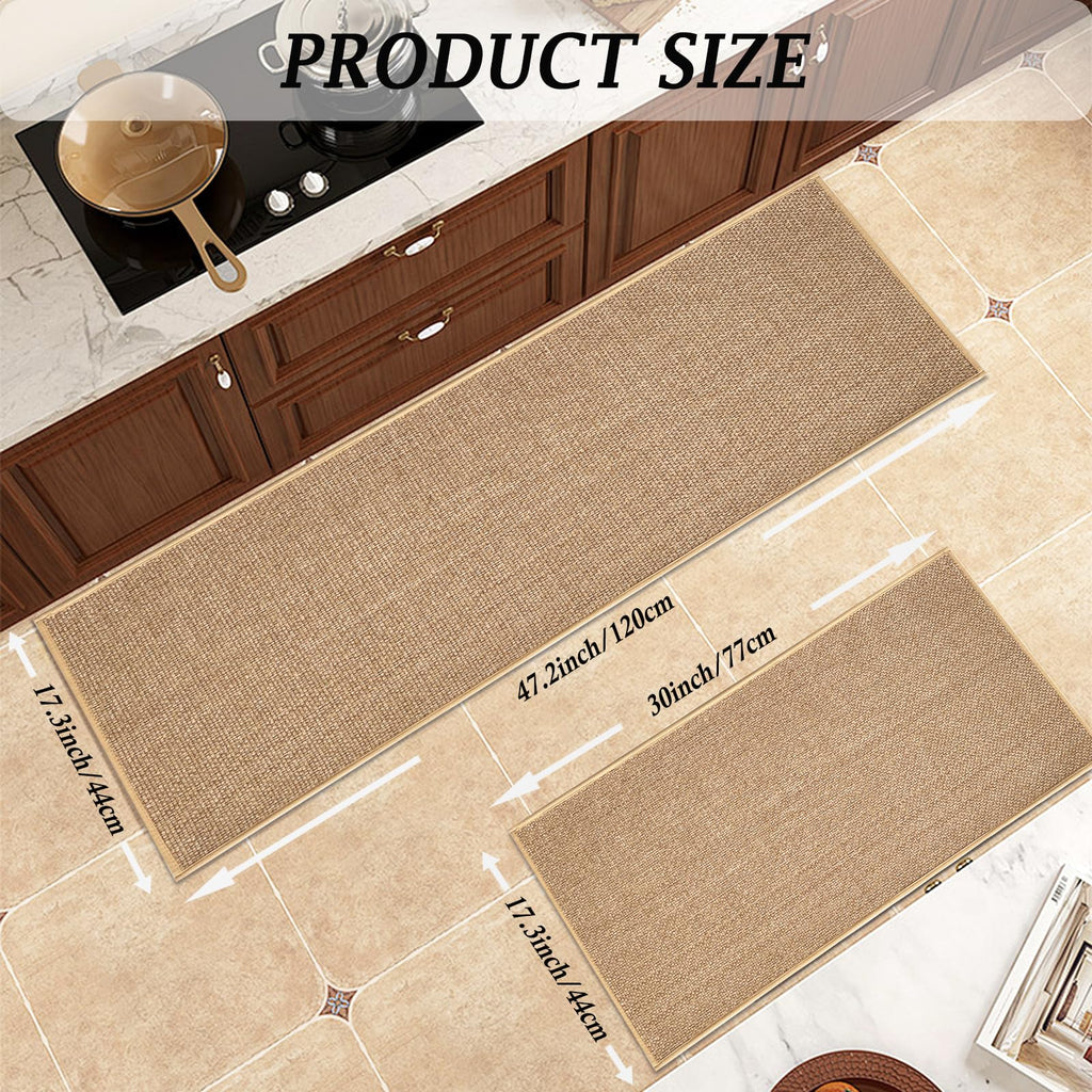 Artnice Kitchen Rug Mat Set | Non-Slip Washable Absorbent Runner - Beige