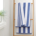Bianca Reversible Stripe Cotton Jacquard Bath Towel - Blue 70x120cm