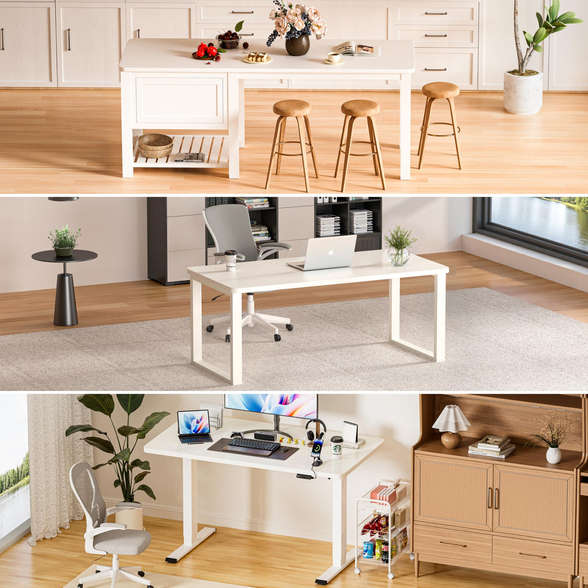 BIZUM Table Top 120 x 60 cm Desk Top Desktop for Height Adjustable Electric Standing Desk, Dining Tables and More DIY - 25 mm Sturdy Durable White
