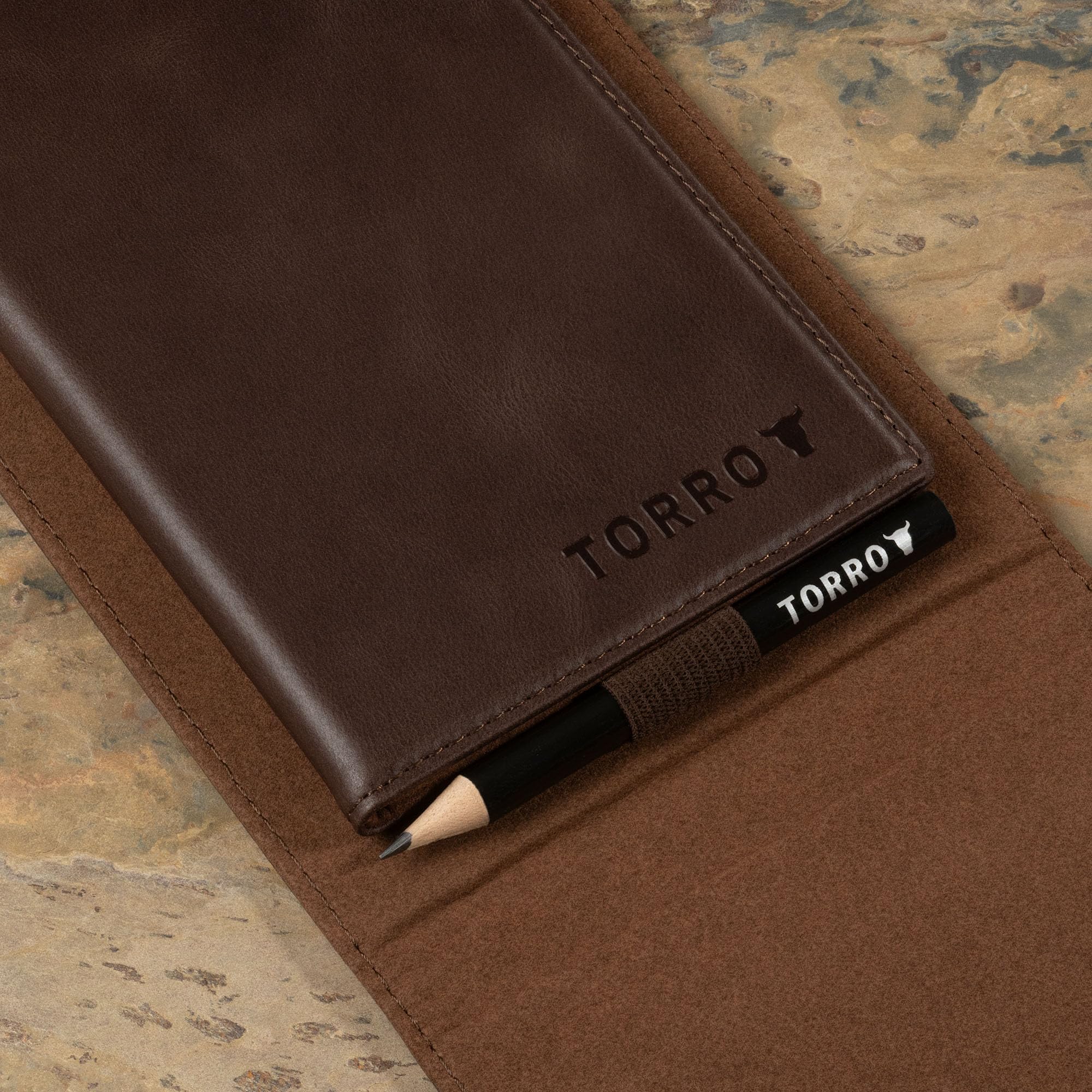 TORRO Genuine Leather Golf Scorecard and Yardage Book Holder – Dark Brown