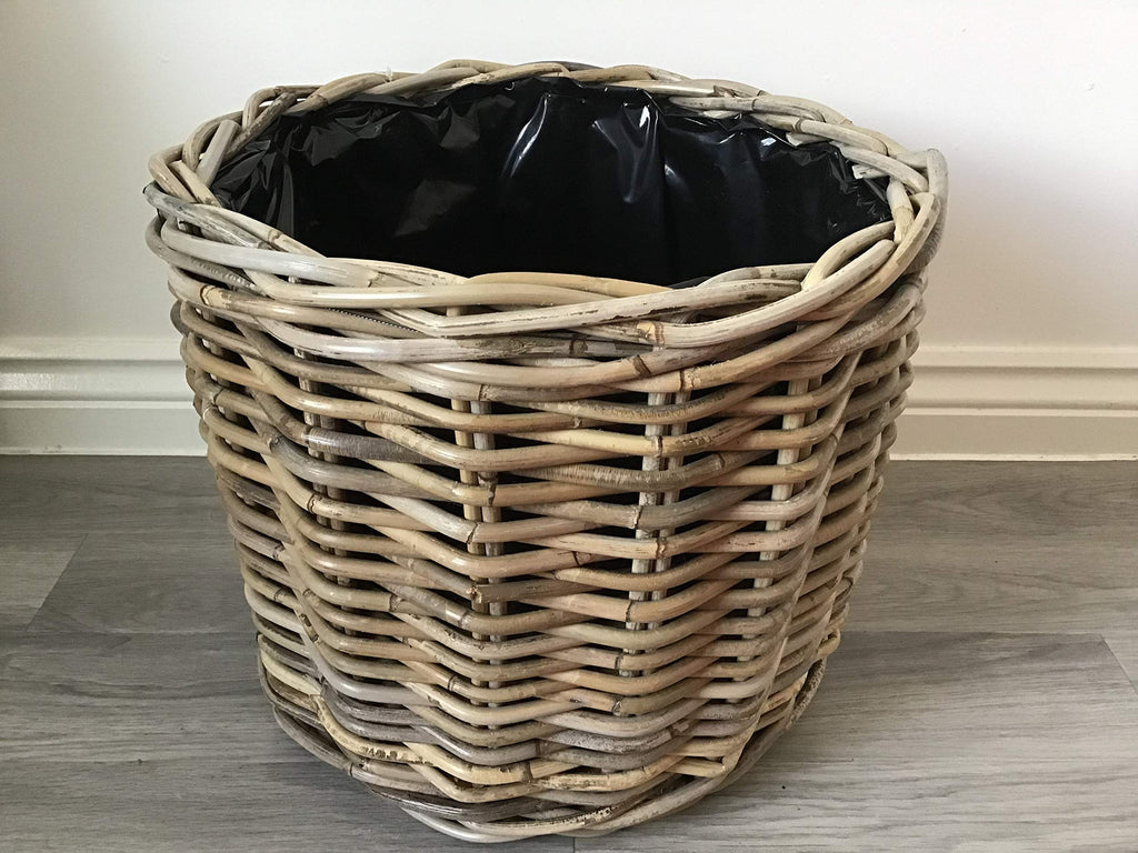 Large Round Kuba Rattan Planter – Plastic Lined Basket