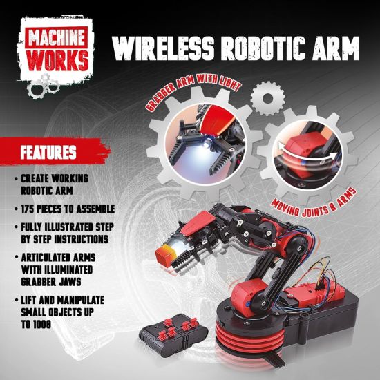 Machine Works Wireless Robotic Arm Kit – 175-Piece STEM Building Set