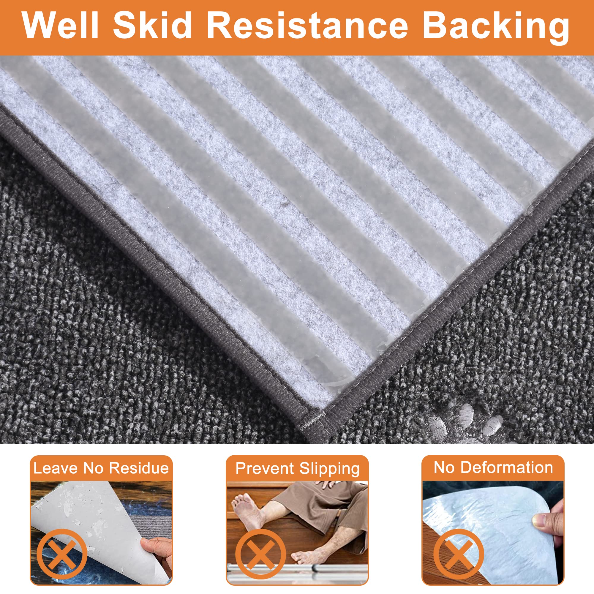 BEQHAUSE Non-Slip Carpet Stair Treads | 15-Pack Washable Runners, Dark Grey