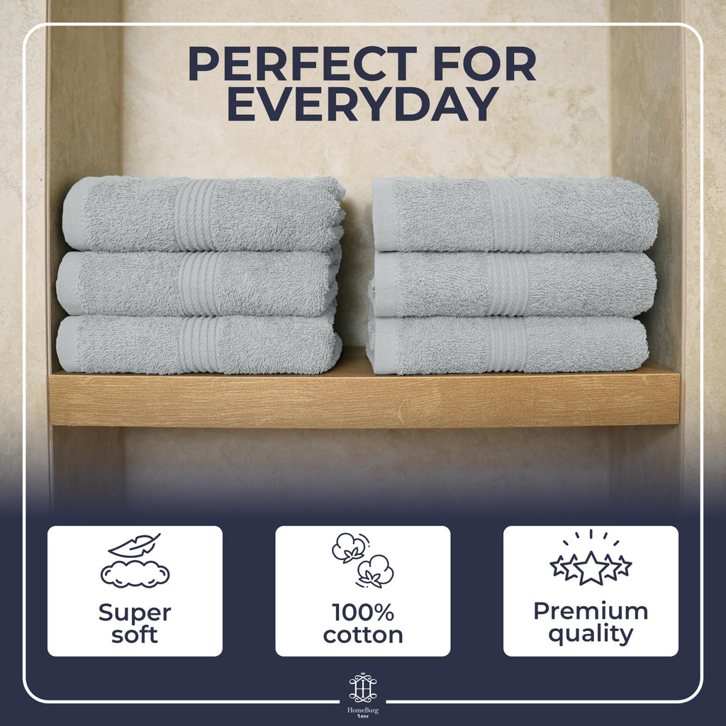 HomeBurg Luxe 6-Piece Towel Set – Soft & Absorbent Cotton, Quick-Drying, Easy Care, 40 x 70 cm, Ice Blue - image 3