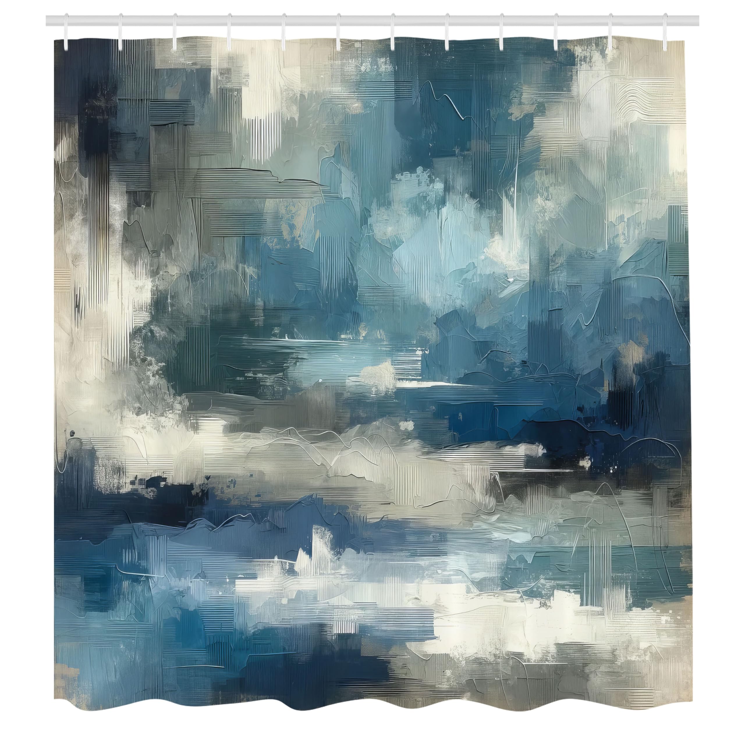 Abakuhaus Navy Blue Shower Curtain – Modern Abstract Fabric Decor | 175x200cm