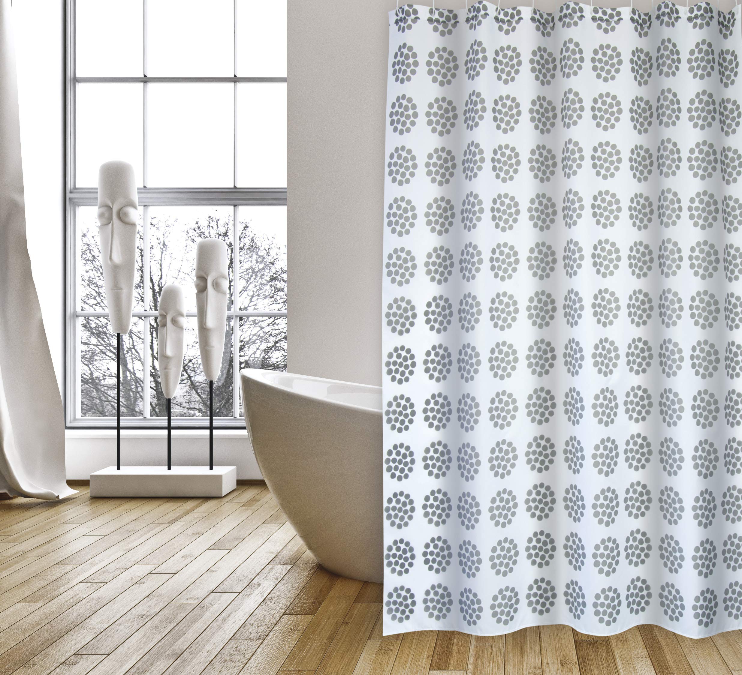 MSV Premium Begonia Polyester Shower Curtain - Multi-Colour, 180x200cm