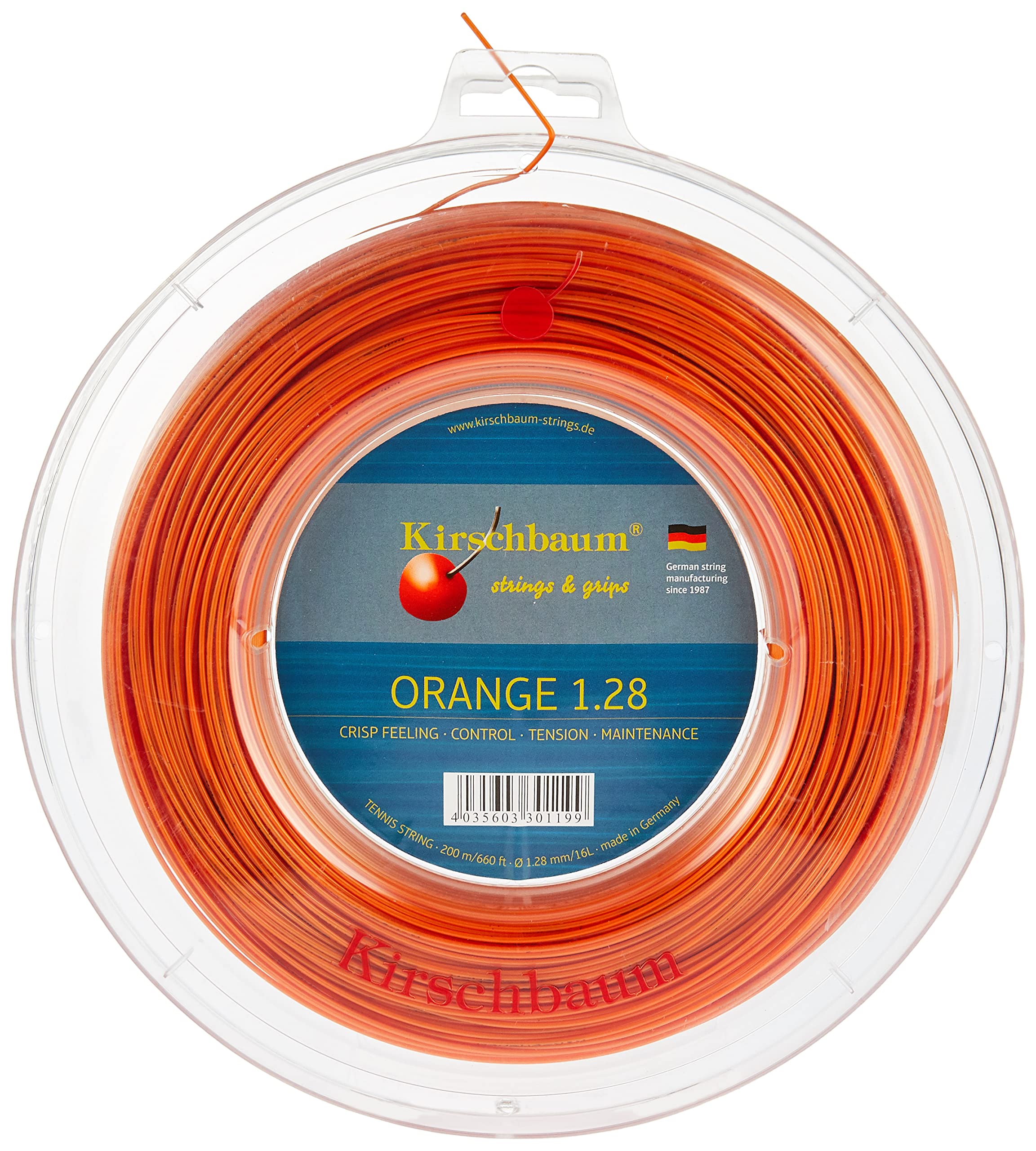 Kirschbaum Super Smash Tennis String Reel - Orange, 1.23mm Gauge