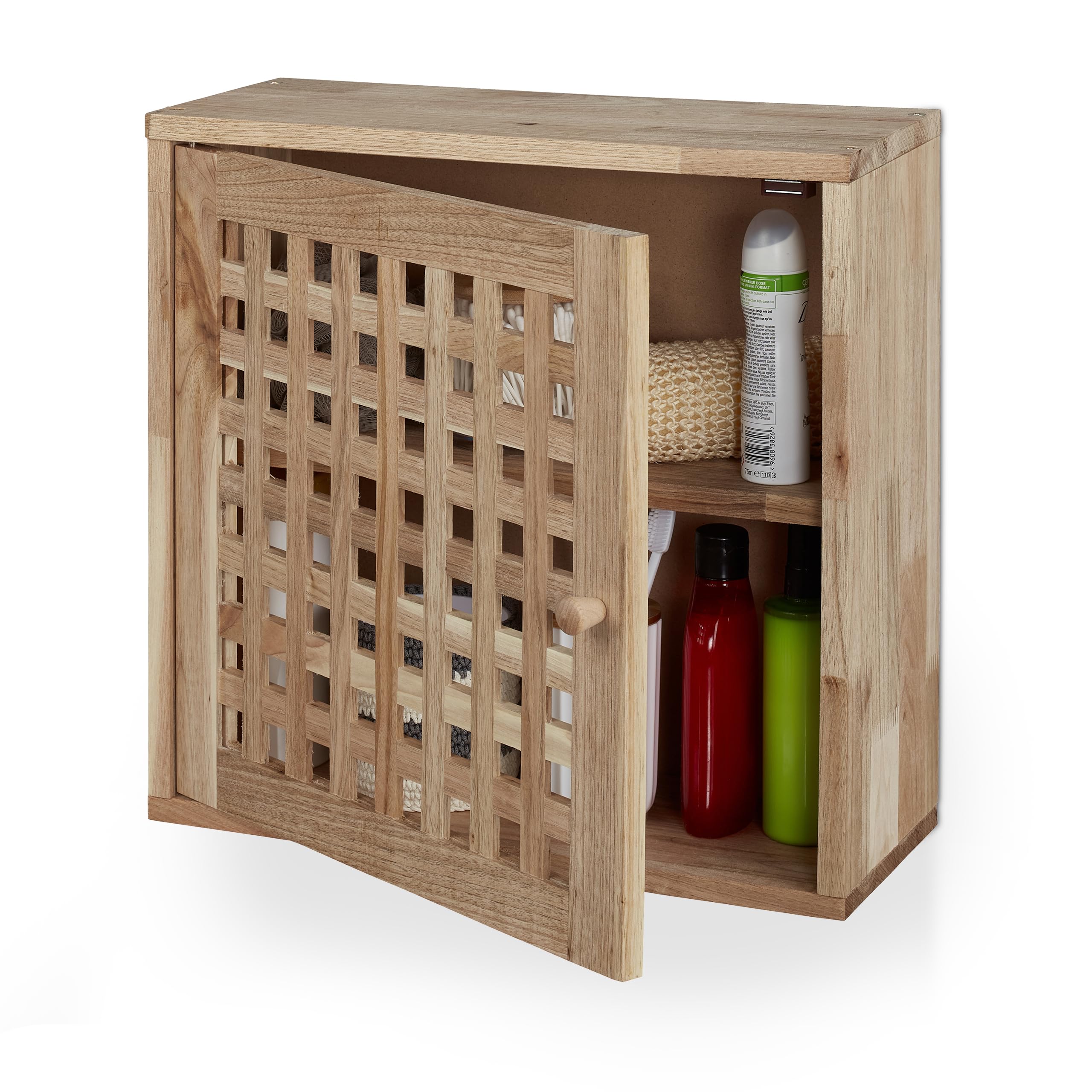 Relaxdays Walnut Wall Cabinet – 2-Tier Narrow Wooden Bathroom Cupboard