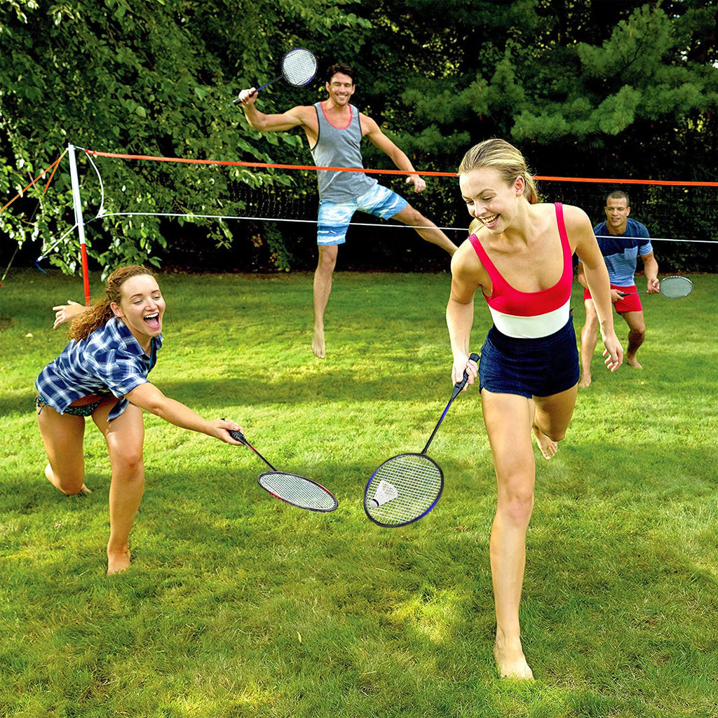 Keehoo Badminton Rackets Set of 4 | Steel Frame with Shuttlecocks & Bag