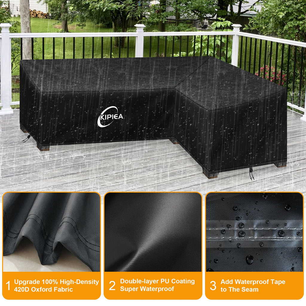 Kipiea L-Shaped Garden Furniture Cover | 420D Waterproof Oxford Fabric