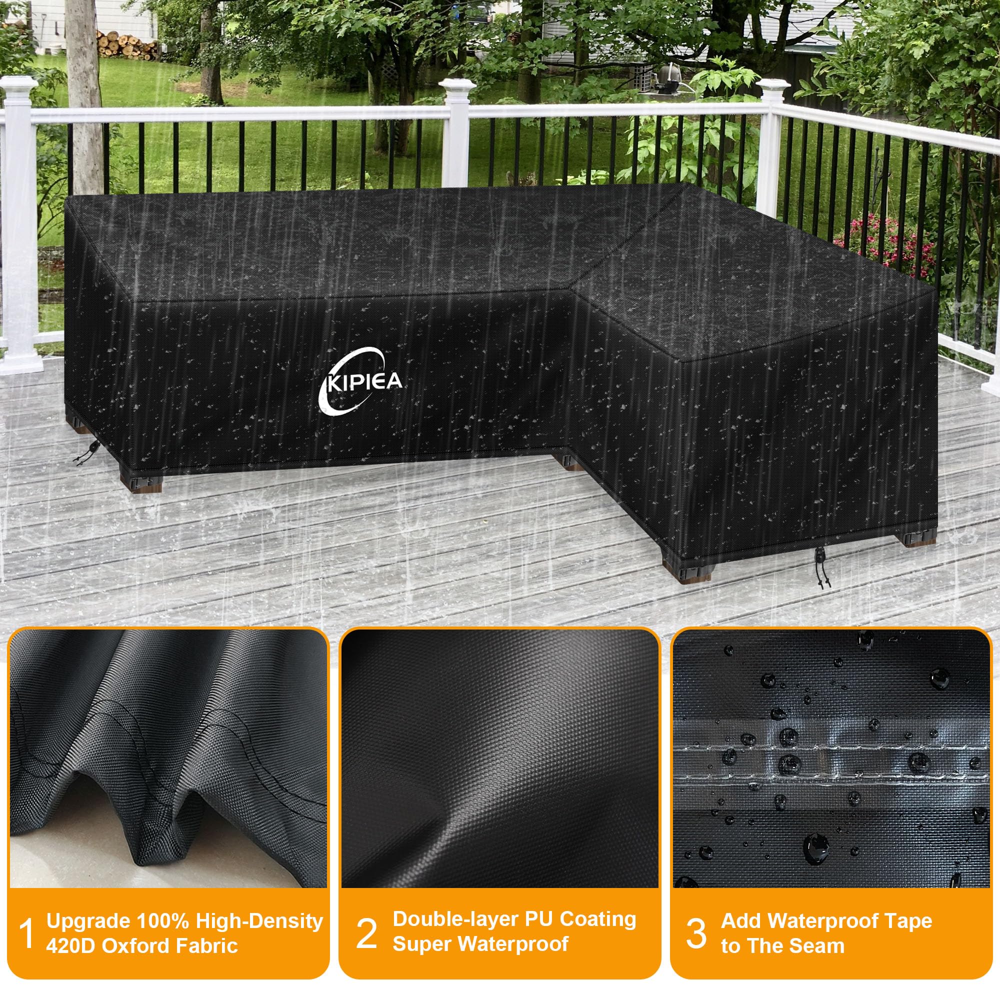 Kipiea L-Shaped Garden Furniture Cover | 420D Waterproof Oxford Fabric