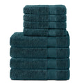 Komfortec 8-Piece Cotton Towel Set | 4 Bath & 4 Hand Towels – Petrol Blue