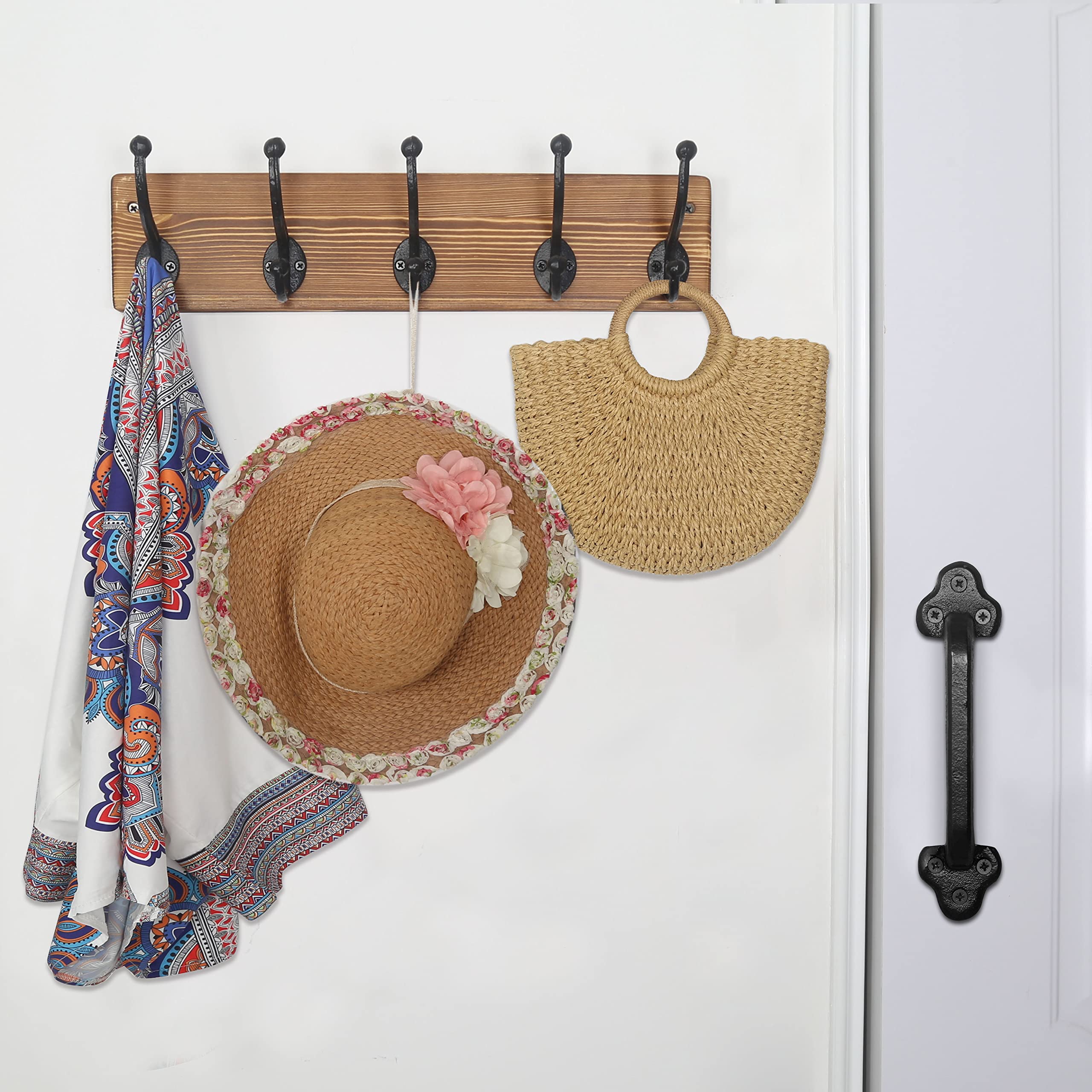 WEBI Rustic Wall Mount Coat Rack – Heavy Duty Cast Iron Hooks, 2 Pack