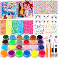 KHOLEZ Glitter Tattoos for Kids – 24 Color Temporary Body Art & Face Kit