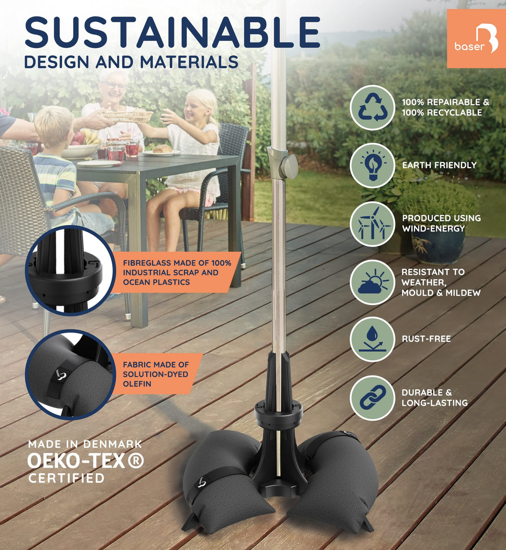 Baser Parasol Base | 50kg Fillable Sandbag Stand for 3.3m Parasols