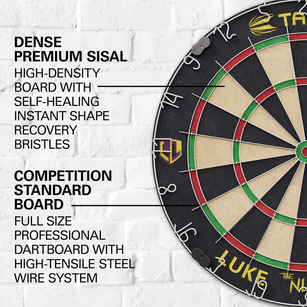 Target Darts Luke Littler Dartboard Set | Sisal Board & 6 Steel Tip Darts