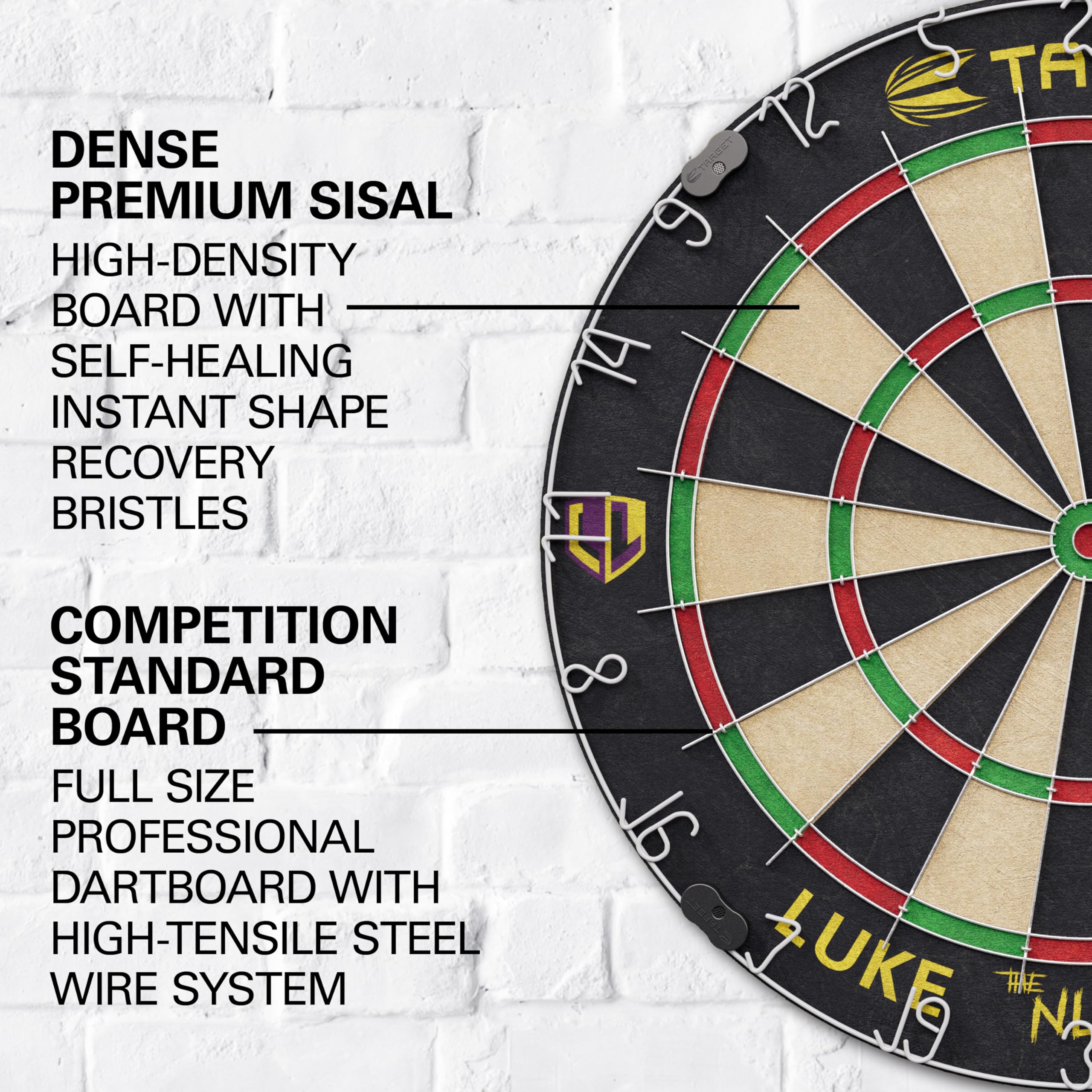 Target Darts Luke Littler Dartboard Set | Sisal Board & 6 Steel Tip Darts