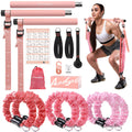 ALongSong Pilates Bar Reformer with 6 Resistance Bands - Coral Pink