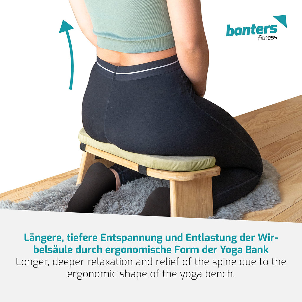 Banters Foldable Bamboo Meditation Bench – Kneeling Stool with Cushion