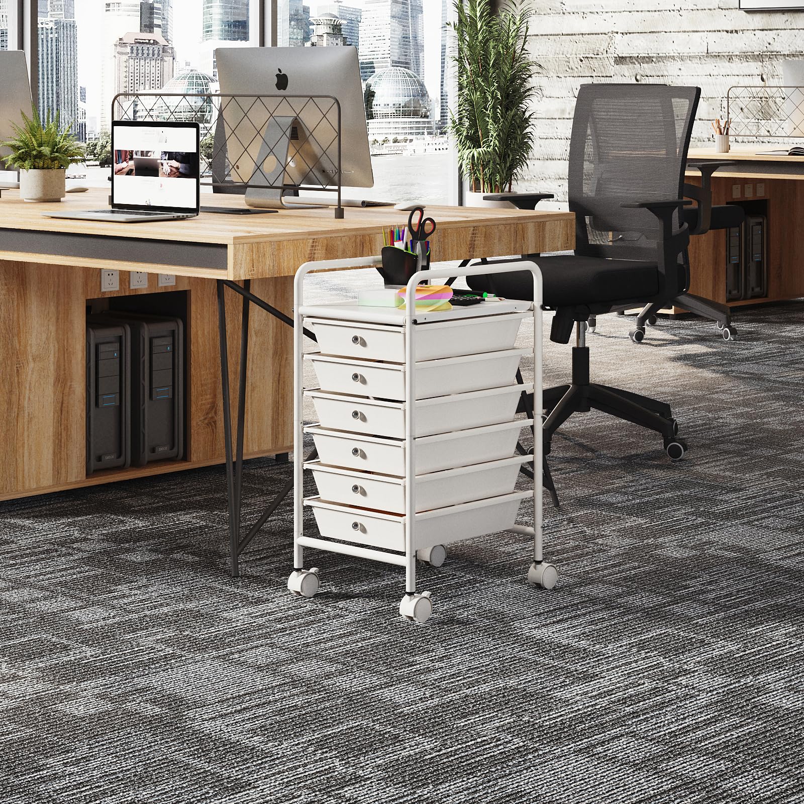 Johgee 6-Drawer Rolling Storage Cart | Mobile Utility Trolley with Wheels