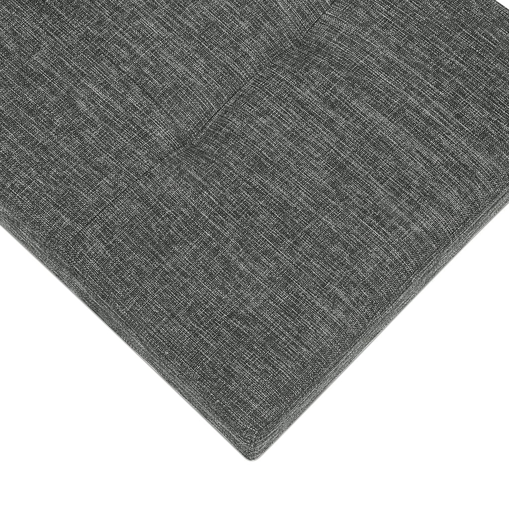 BRIAN & DANY Folding Storage Ottoman | Linen Footstool Bench - Dark Gray