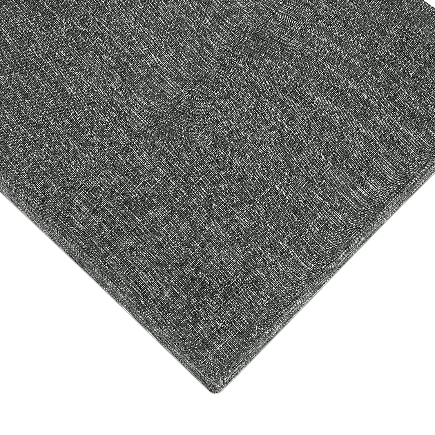 BRIAN & DANY Folding Storage Ottoman | Linen Footstool Bench - Dark Gray