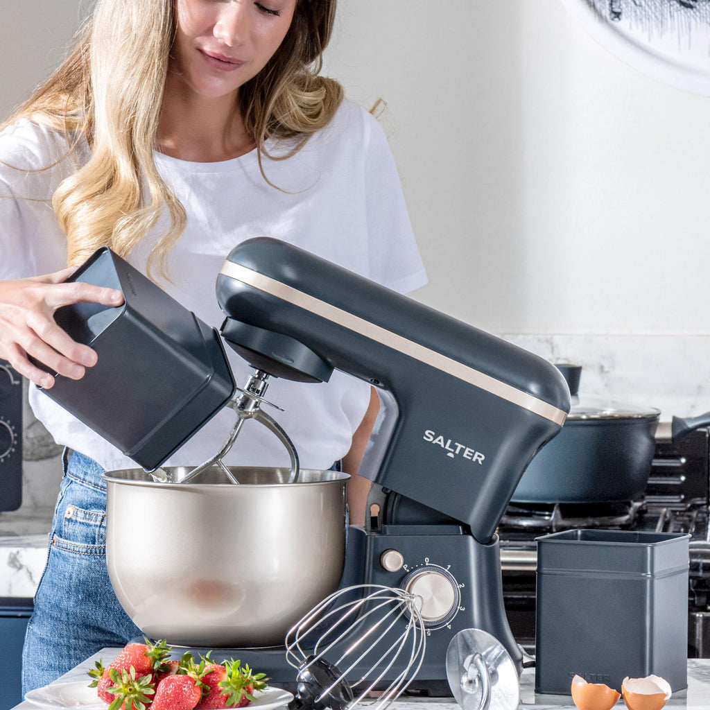 Salter Marino Stand Mixer – 1200W 5L Stainless Steel Bowl, Blue/Grey