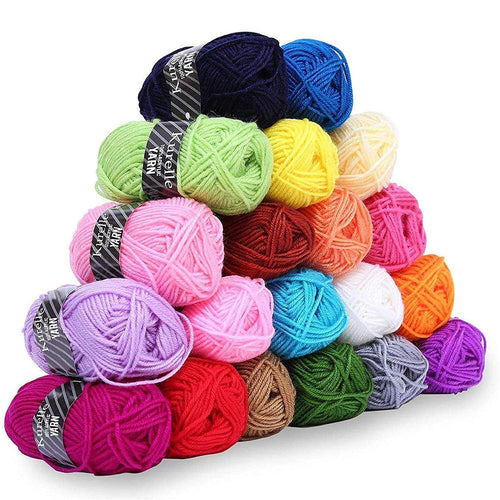 Jolof Store 20-Pack Acrylic Knitting Yarn Set – Assorted Colors, 25g