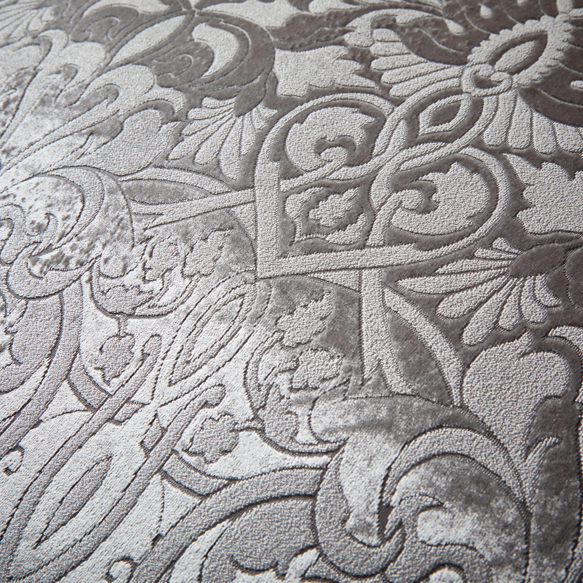 Laurence Llewelyn-Bowen Silver Velvet Damask Duvet Cover Set - Super King
